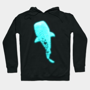Glowing Blue Neon Whale Shark Optical illusion Hoodie